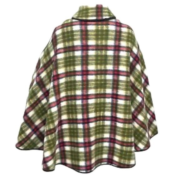 VINTAGE 60s Reversible Plaid Black & White & Multicolored Collared Cape - Picture 4 of 6